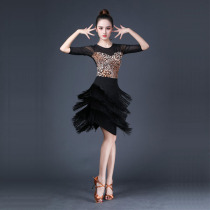 Latin dance dress female adult tassel skirt long sleeve top suit competition dance performance clothing autumn and winter New