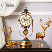 Eurostyle Seat Clock Home Living Room Clock Fashion Retro Watch Deer Pendulum CREATIVE DESKTOP PENDULUM CLOCK AMERICAN TABLE CLOCKS