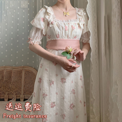 taobao agent Long skirt, retro dress, elegant mini-skirt, Lolita style, with short sleeve, Lolita OP