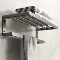 Gun Grey Towel Rack Free to punch toilet bath towels Wall-mounted Light Lavish Internet Red Toilet Bathroom Shelve