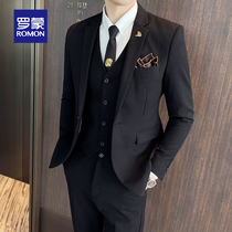 Romon suit suit men Korean version of slim fit casual mens suit groom groom wedding dress dress coat