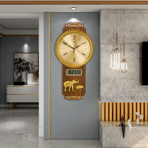 New Chinese wall clock living room home fashion Chinese style clock solid wood creative personality light luxury Nordic quartz clock