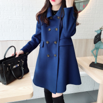 Double-sided cashmere coat womens length 2021 new high-end Hepburn double-breasted double-sided woolen jacket