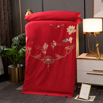 Chinese style Su embroidery marriage was 100 mulberry silk Spring and Autumn was handmade red wedding Dragon Phoenix happy quilt dowry winter quilt core
