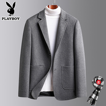 Playboy woolen coat mens short autumn and winter thick loose double-sided cashmere high-end casual coat