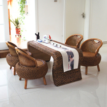 Rattan balcony table and chair tatami Tea Table Table low pastoral simple leisure tea table Japanese Zen desk