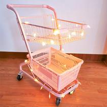 Net red set up a stall to take pictures of pink girl heart convenience store shopping cart KTV Japanese double-decker trolley storage car