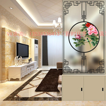 Custom simple art glass screen partition Carved flower tempered frosted process translucent living room entrance background wall