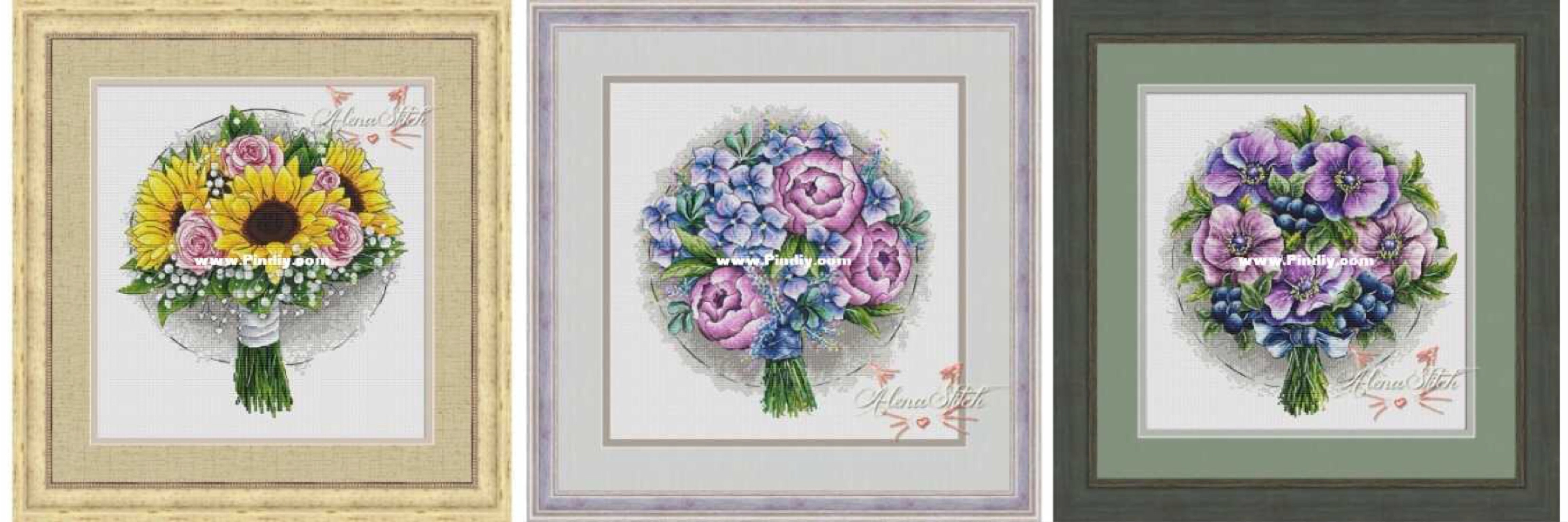 (Zhang Xiao cool) cross-stitch DMC R line 14CT self-matching cotton cloth set no cloth set bouquet