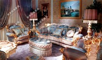 European neoclassical silk embroidery jacquard fabric sofa European style solid wood carved gold foil Villa living room furniture