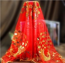 Wedding supplies hijab wedding bride Phoenix sequin red hijab head yarn wedding supplies gauze wedding woman