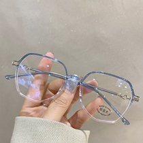 TR new flat lens gradient mirror frame can be equipped with degree myopia retro anti-blue color men and women Korean glasses