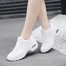 Yang Liping new spring mesh mens ghost dance shoes womens square dance shoes white soft bottom medium heel breathable fitness shoes
