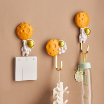 Nordic hanging clothes hook free of punch Xuanguan doorway key hooks childrens room wall decorated astronaut key wall-mounted