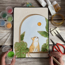 Small fresh filigree enamel painting diy cat cloisonné entry level parent-child handmade gold silk sand painting intangible heritage gift
