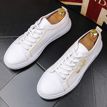 European and American tide men embroidered white shoes Korean version of the trend students Joker board shoes mens summer breathable white casual mens shoes