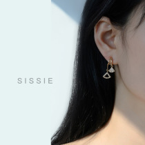 Exquisite and elegant round face thin ~ fan-shaped small pendant earrings without ear hole