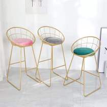 Light luxury bar stool wrought cashier bar chair front Flannel Chair Nordic high stool makeup beauty salon bench