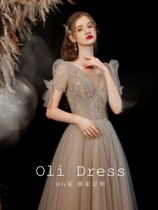 Oli Family Reworking Dress Woman Chair Dinner 2022 Bride Wedding Toast Long Dress Annual Fairy Air Curry Little