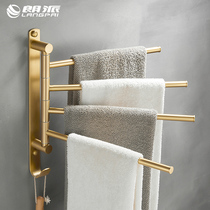 Full copper rotatable towel rack toilet wall-mounted light lavish activity free of punch towel rod bathroom towel hook