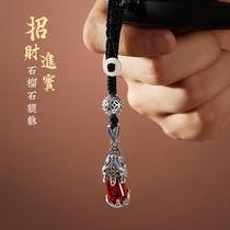 Car key pendant men and women creative Garnet silver car keychain high-end couple Chinese style