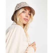 Glamorous 90s charm Plaid fisherman hat beige 2021 new autumn winter Lady