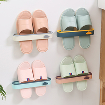 Bathroom slipper rack Toilet drain rack Wall-mounted non-perforated door storage artifact Bathroom shelf