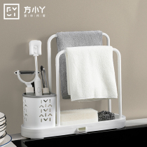 Rag drain rack Kitchen countertop shelf hole-free household sponge steel wire ball dishwashing cloth storage artifact narrow