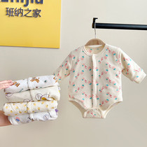Newborn Baby Pure Cotton Thin Cotton Clad clothing male and female baby No bones triangulate Harvest one-piece dress The undershirt