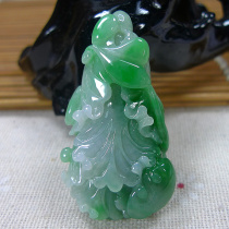 Myanmar natural A goods Jade jade pendant pendant Dragon card green-exquisite floating sun green cabbage pendant