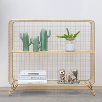 Nordic simple grid metal shelf multi-layer storage rack custom bookcase display cabinet partition iron bedside table