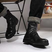 New British retro leather set foot boots men Street trend Martin boots Japanese Joker old old high-top leather shoes