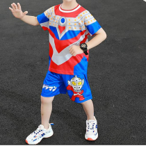 2022 new boy Ottmann short sleeve suit net red handsome children cartoon Superman T-shirt size 90-150