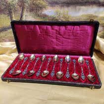 Western antique jewellery Europe back to France 1880s pure silver spoon suit