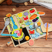 Childrens home kitchen toy set puzzle wooden simulation kitchenware Boy and girl cooking set puzzle force
