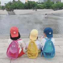 INS Korea Childrens Double Shoulder Backpack Cartoon Transparent Snack Bag PVC Jelly Bag Beach Bag Swim Bag
