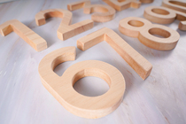 HOME Nordic ins0-9 log beautiful three-dimensional wooden original number letter solid wood door decoration house number