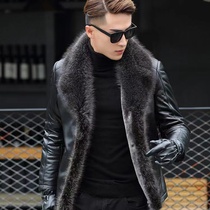 Men Sheep Leather coat Fur Middle Age Short Hair Lamb Lamb Leather Clothes