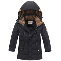 Boys winter warm coat Childrens down jacket Boys medium-long thickened 2021 new medium-large childrens winter clothes