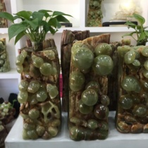 Natural Jade Mushroom ornaments dead wood spring tree trunk multi-son multi-Fu interior decoration flowerpot