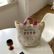 South Korea Ins Quilted Cherry Multifunction Mother & Mother Mommy Bag Canvas Light Large Capacity Fashion Mom Bag