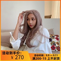 Original design) European and American INS Wind front lace wig pink purple big wave roll daily versatile natural realistic and comfortable