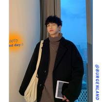 Hairy coat mens Spring and Autumn New Style brand Rugby short high-end windbreaker autumn and winter loose casual woolen coat