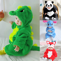 Baby jumpsuit autumn and winter suit Net red baby clothes thickened winter out to carry clothes cute animal climbing clothes