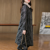 Haining leather jacket down jacket female leather 2021 New sheep leather large size coat long fur mink fur collar