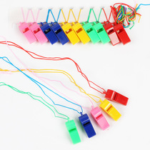  Plastic whistle Childrens toy kindergarten OK whistle Color referee Fan games cheer with lanyard
