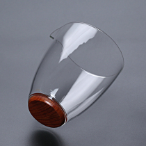 Transparent glass fair cup tea sub-tea made from cup wood bottom male cup tea sea uniform cup wood glazed kutil tea with simple and generous