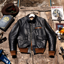 A batch of ~ heavy non-coated thick cowhide A2 bomber jacket retro Kazi mens leather jacket