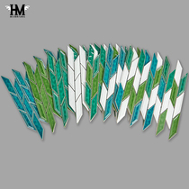 Vertical long diamond-shaped ceramic kiln mosaic blue-green tile modern homestay bar bathroom parquet background wall
