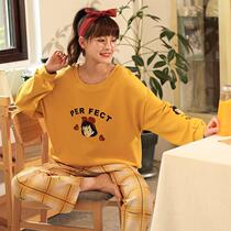 Pajamas women cotton winter trousers Korean Spring and Autumn long sleeve cartoon size cute cotton Princess home suit